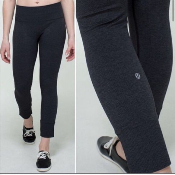 Lululemon Ebb to Street Seamless Leggings In Heathered Black Size 4 - Picture 1 of 7